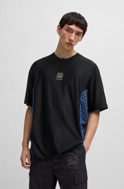 HUGO T-Shirts Oversize Fit in Polyester - DINOKEY_RB 10271826 01-50545110- Concorde Fashion#color_black-001