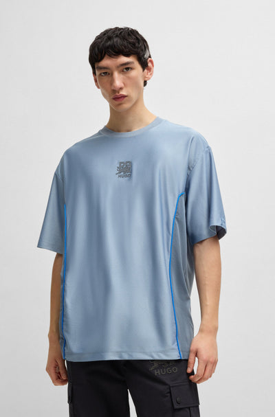 HUGO T-Shirts Oversize Fit in Polyester - DINOKEY_RB 10271826 01-50545110- Concorde Fashion#color_blue-428