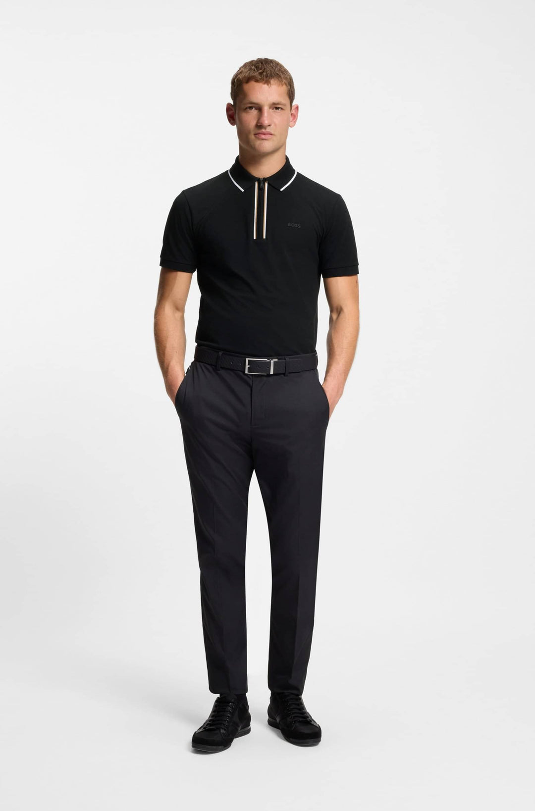 BOSS Polos Slim Fit - PHILIX GOC 50555698- Concorde Fashion#color_black-001