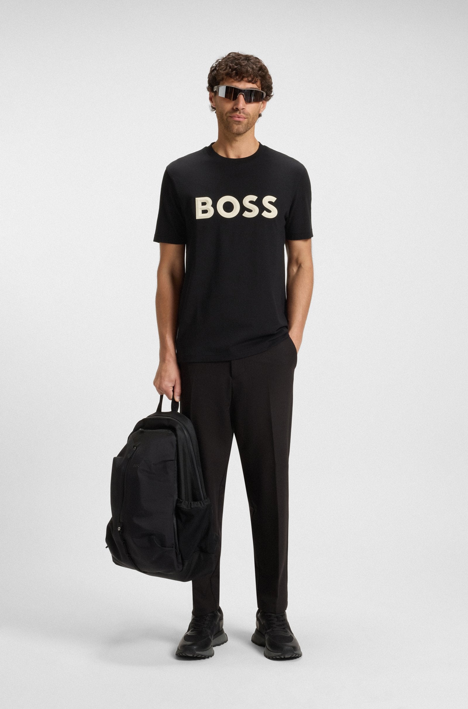 新品 HUGO BOSS ラバーロゴTシャツ 50548411 001 M BOSS T-Shirts Regular Fit - TEE ICONIC ZONE 50548411 from Concorde