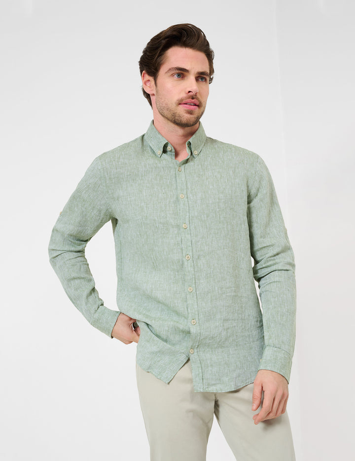 Brax  Casual Shirts in Linen - DIRK U 44-3508 (744 197 00)- Concorde Fashion#color_green-31