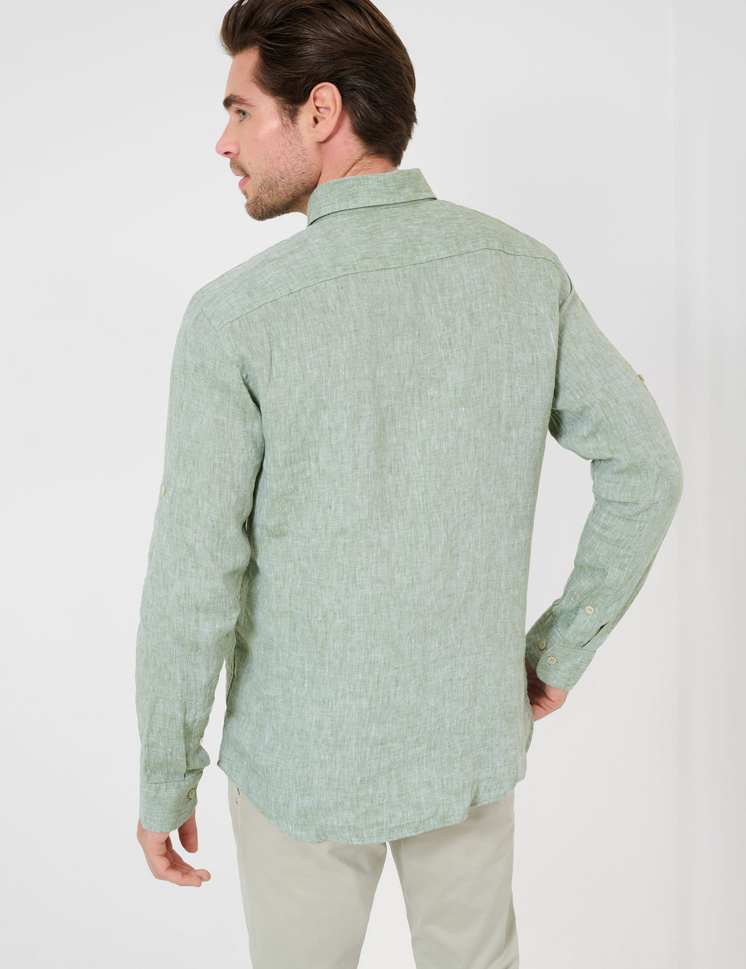 Brax  Casual Shirts in Linen - DIRK U 44-3508 (744 197 00)- Concorde Fashion#color_green-31