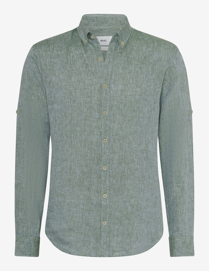 Brax  Casual Shirts in Linen - DIRK U 44-3508 (744 197 00)- Concorde Fashion#color_green-31