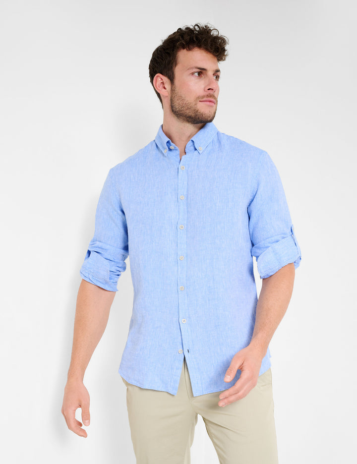Brax  Casual Shirts in Linen - DIRK U 44-3508 (744 197 00)- Concorde Fashion#color_blue-29