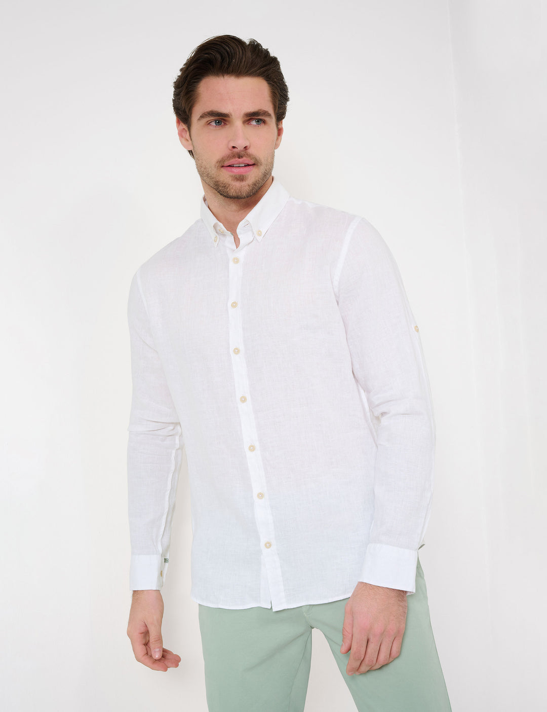 Brax  Casual Shirts in Linen - DIRK U 44-3508 (744 197 00)- Concorde Fashion#color_white-99