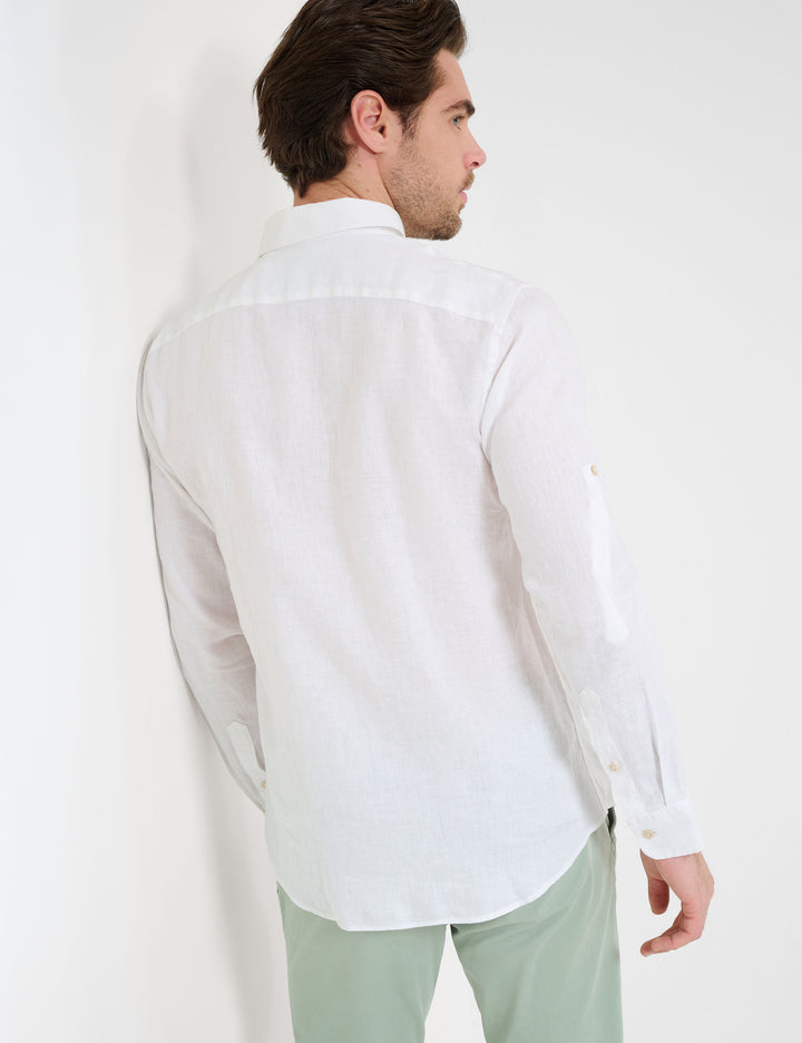Brax  Casual Shirts in Linen - DIRK U 44-3508 (744 197 00)- Concorde Fashion#color_white-99