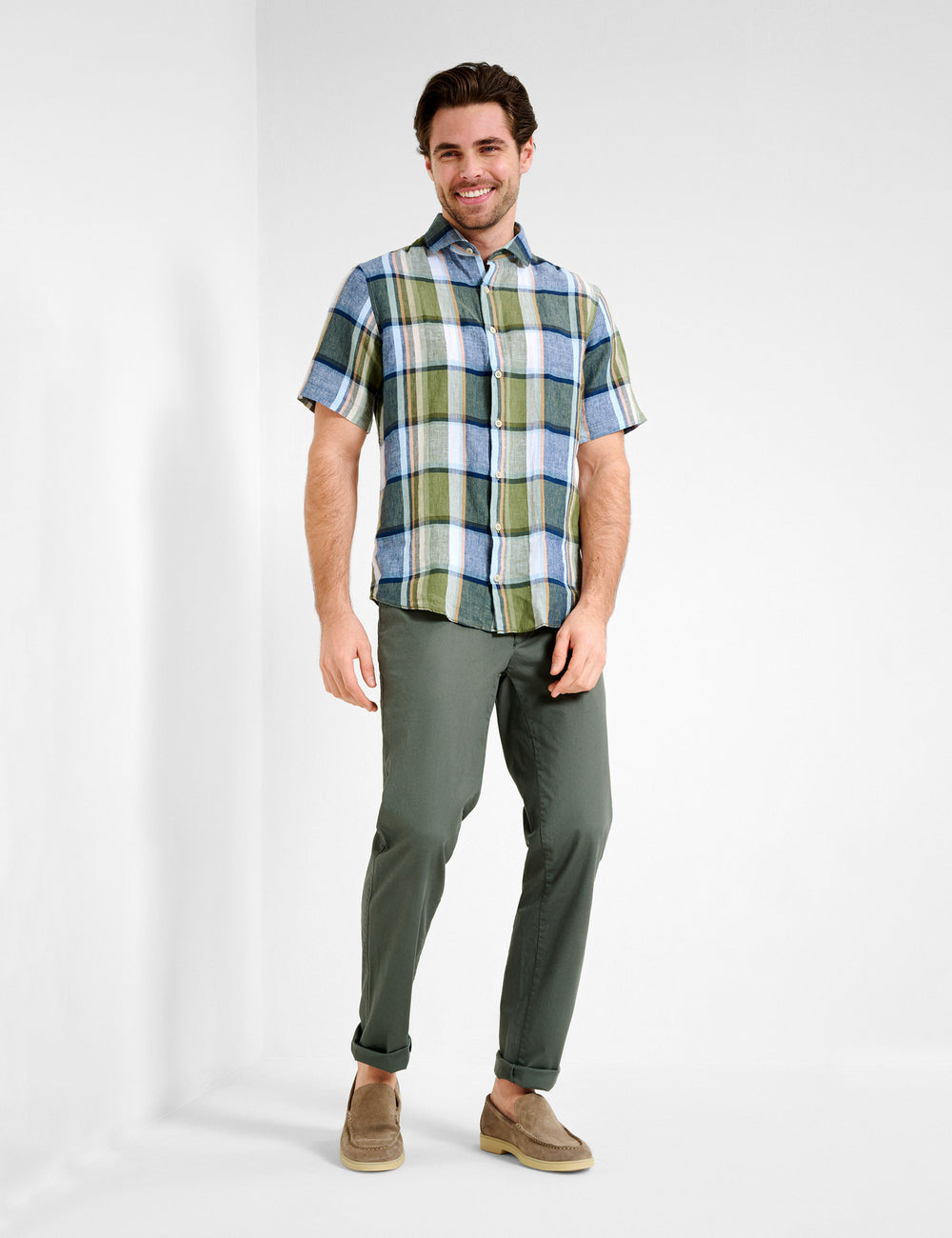 Brax  Casual Shirts in Linen - HARDY C 44-3598 (744 257 00)- Concorde Fashion#color_green-31