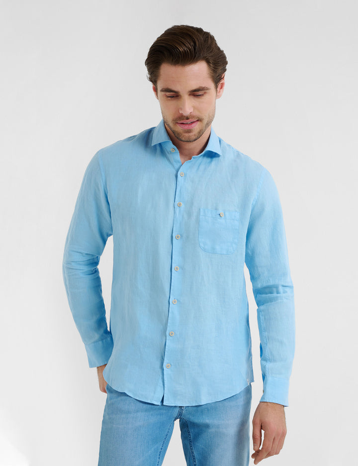 Brax  Casual Shirts in Linen - HAROLD U 44-3738 (744 262 00)- Concorde Fashion#color_blue-28