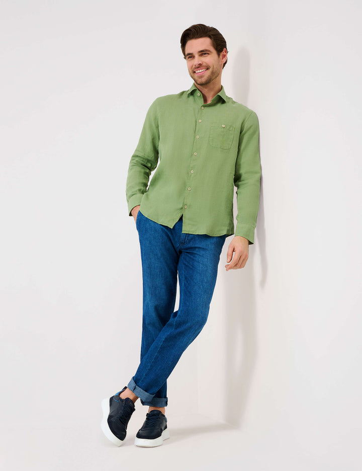 Brax  Casual Shirts in Linen - HAROLD U 44-3738 (744 262 00)- Concorde Fashion#color_green-37