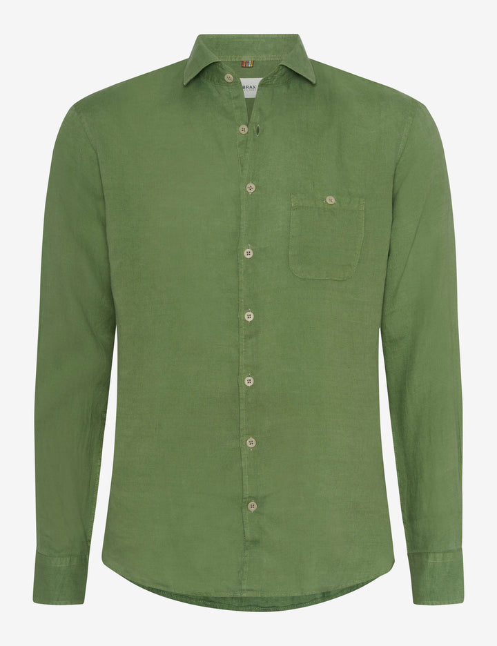 Brax  Casual Shirts in Linen - HAROLD U 44-3738 (744 262 00)- Concorde Fashion#color_green-37