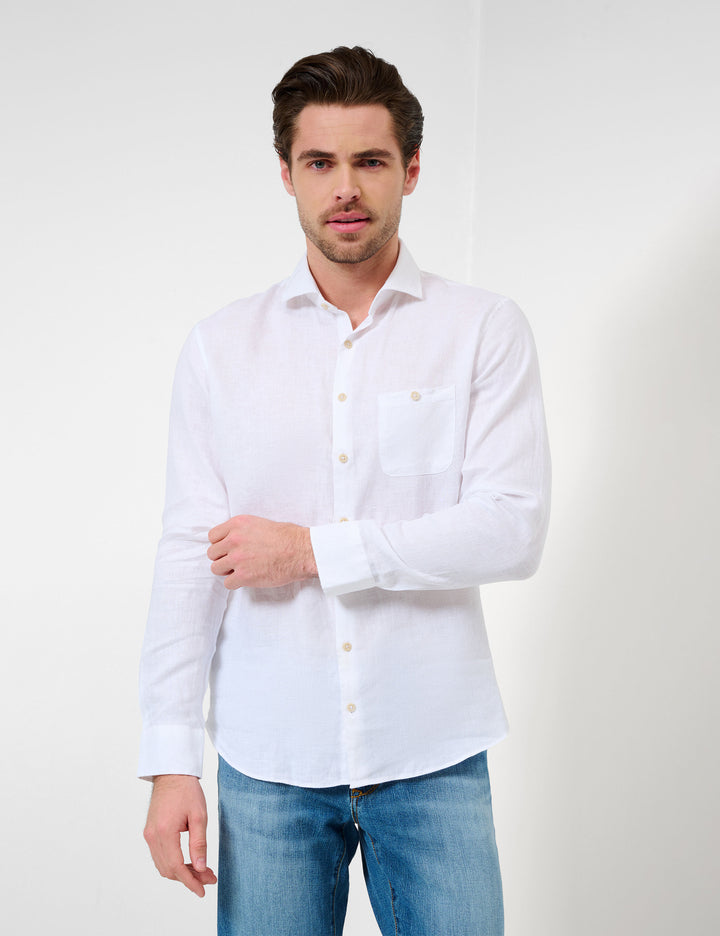 Brax  Casual Shirts in Linen - HAROLD U 44-3738 (744 262 00)- Concorde Fashion#color_white-99