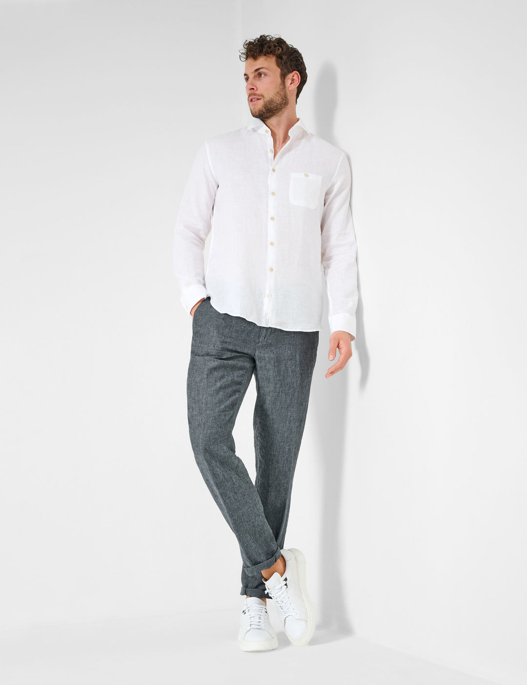 Brax  Chinos in Linen - EVANS 84-2608 (078 826 20)- Concorde Fashion#color_grey-04