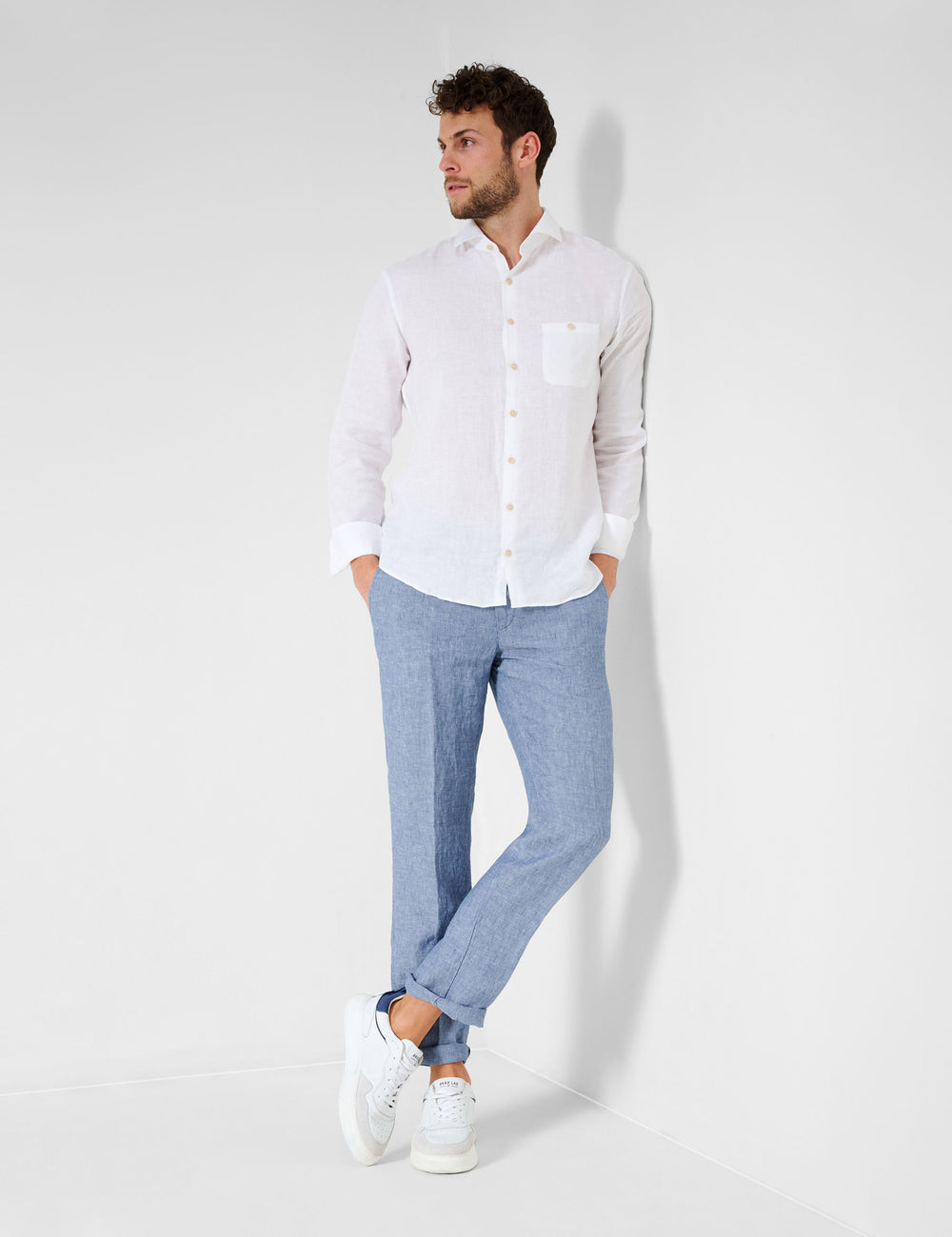 Brax  Chinos in Linen - EVANS 84-2608 (078 826 20)- Concorde Fashion#color_blue-25