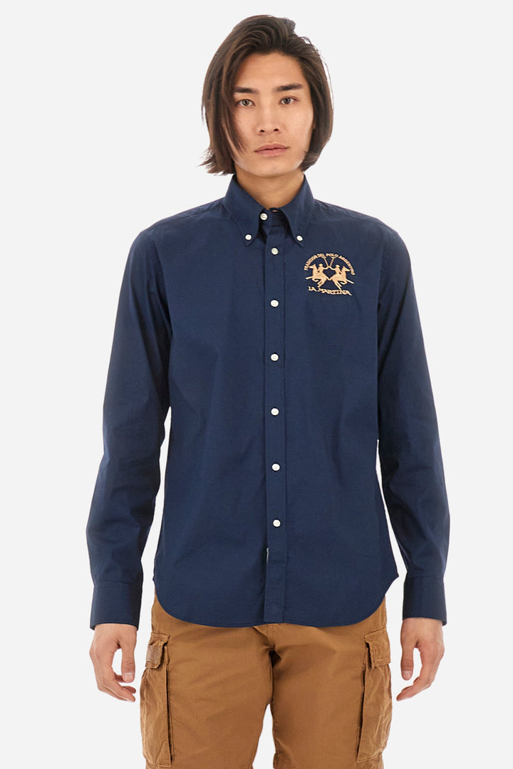 La Martina Casual Shirts Regular Fit in Cotton Mix - RAF CCMC01-PP003- Concorde Fashion#color_navy-07017