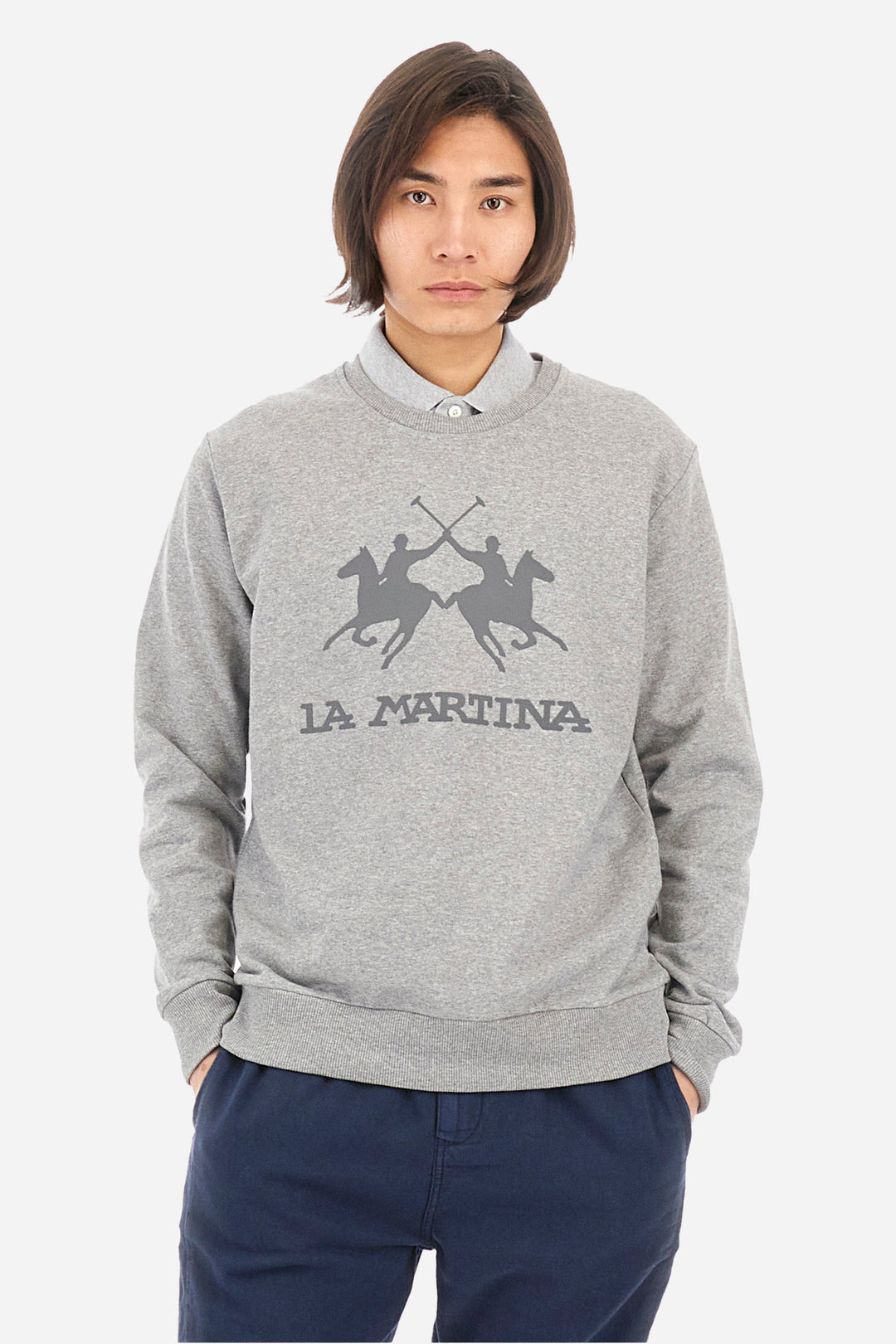 La Martina Sweatshirts Regular Fit in Cotton - DOMINGO CCMF01-FP109- Concorde Fashion#color_grey-01002
