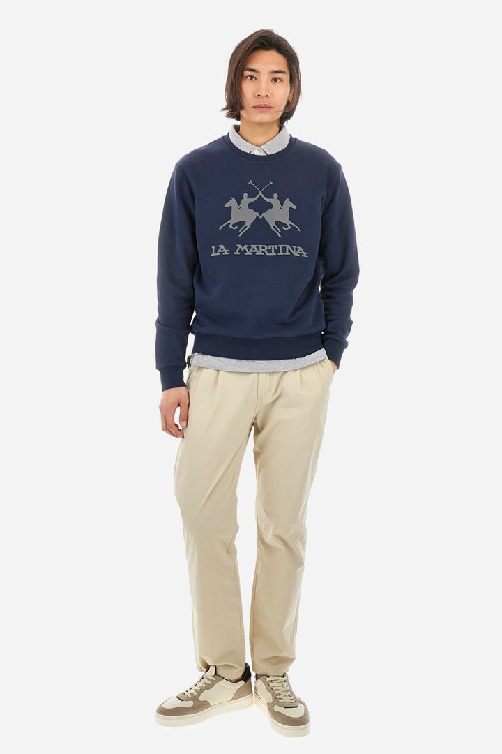 La Martina Sweatshirts Regular Fit in Cotton - DOMINGO CCMF01-FP109- Concorde Fashion#color_navy-07017