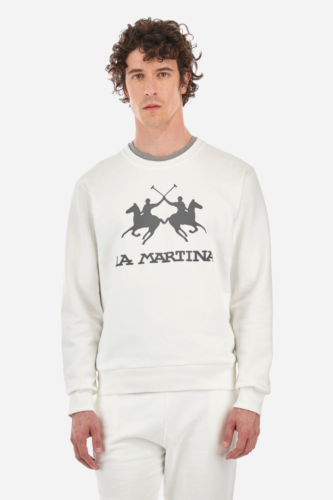 La Martina Sweatshirts Regular Fit in Cotton - DOMINGO CCMF01-FP109- Concorde Fashion#color_white-00002