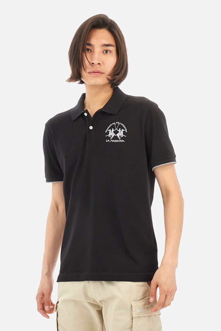 La Martina Polos Regular Fit in Cotton Mix - MIGUEL CCMP01-PK001- Concorde Fashion#color_black-09999