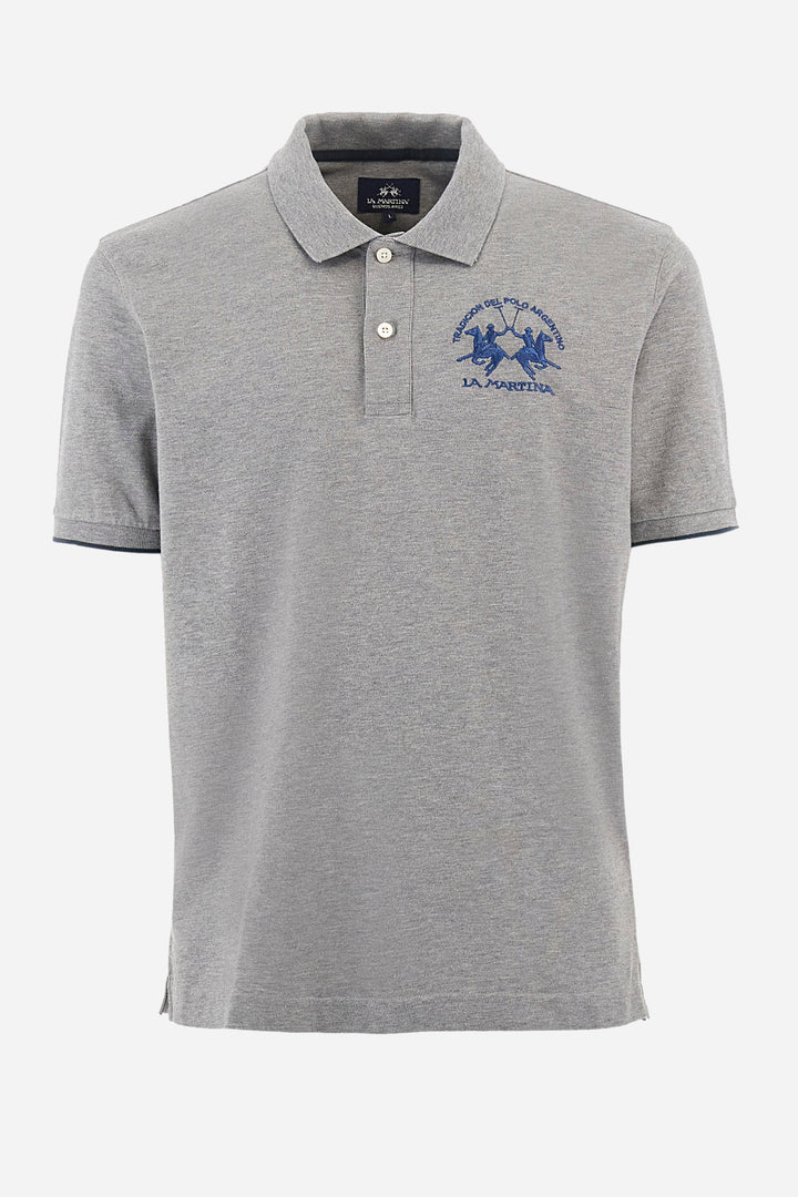 La Martina Polos Regular Fit in Cotton Mix - MIGUEL CCMP01-PK001- Concorde Fashion#color_grey-01002