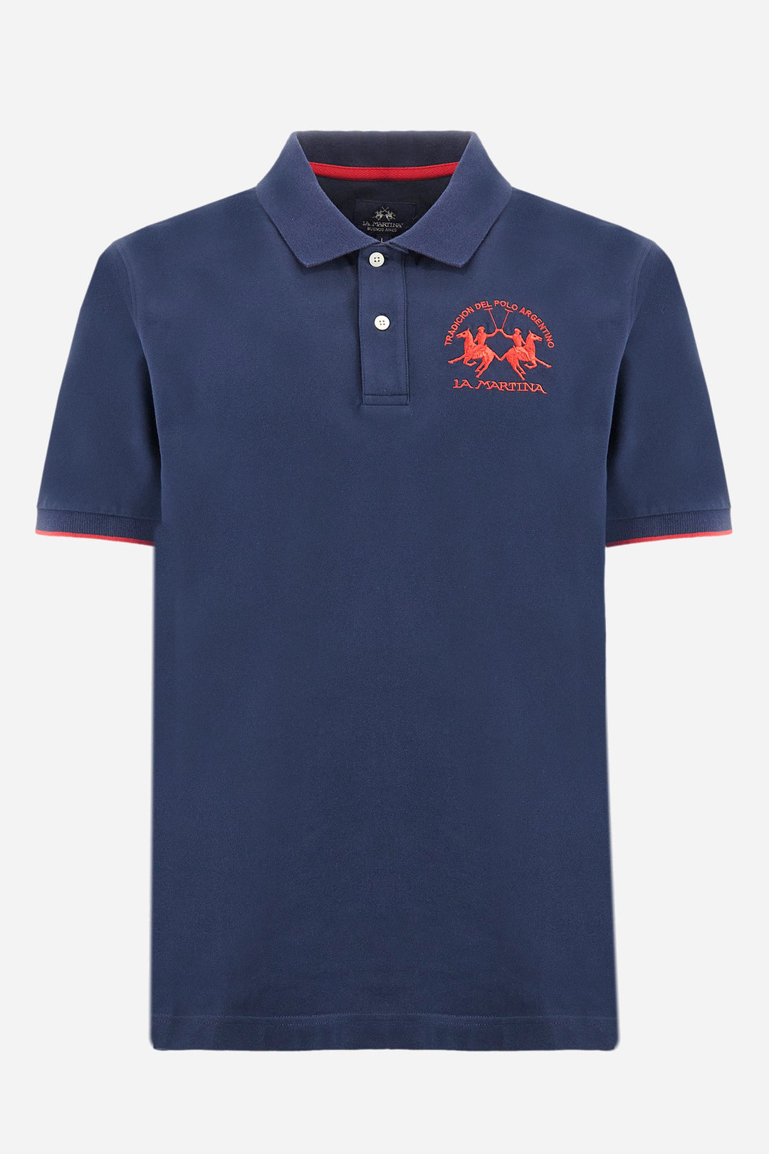 La Martina Polos Regular Fit in Cotton Mix - MIGUEL CCMP01-PK001- Concorde Fashion#color_navy-07017