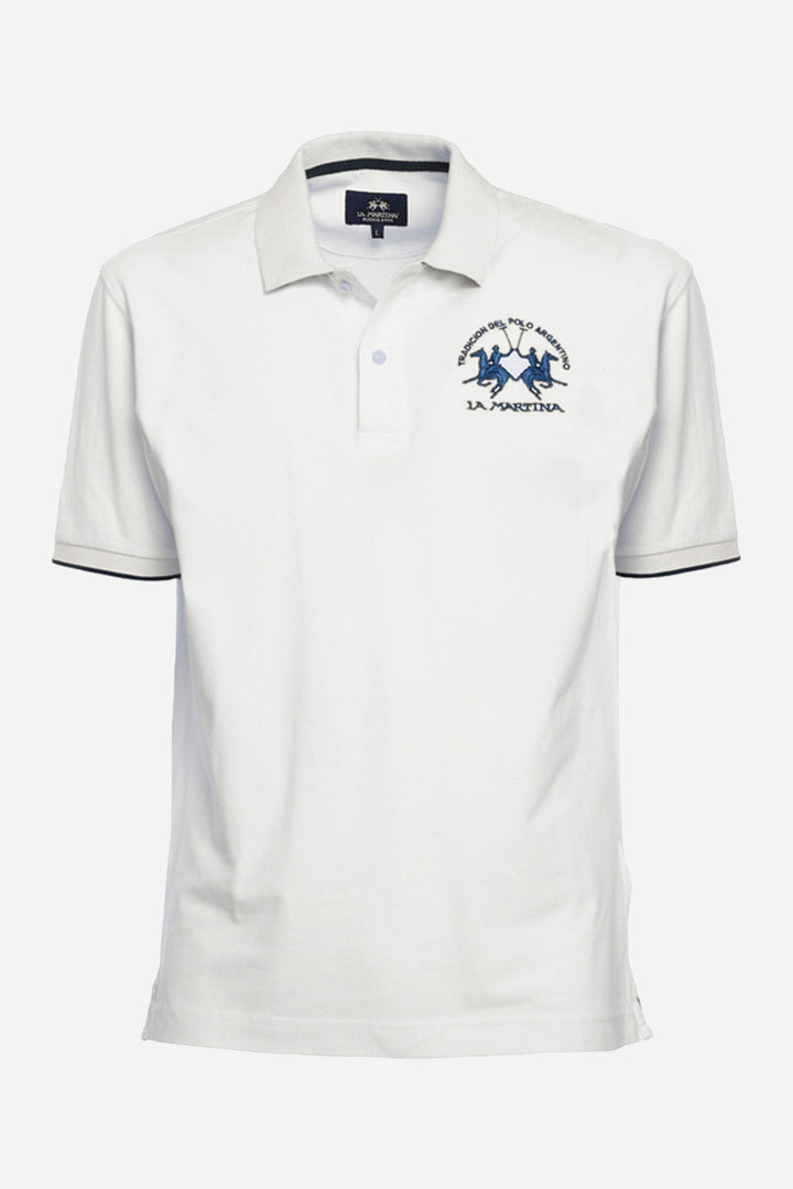 La Martina Polos Regular Fit in Cotton Mix - MIGUEL CCMP01-PK001- Concorde Fashion#color_white-00001