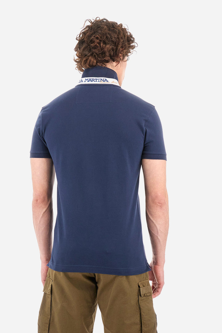 La Martina Polos Slim Fit in Cotton Mix - EDUARDO CCMP02-PK001- Concorde Fashion#color_navy-07017
