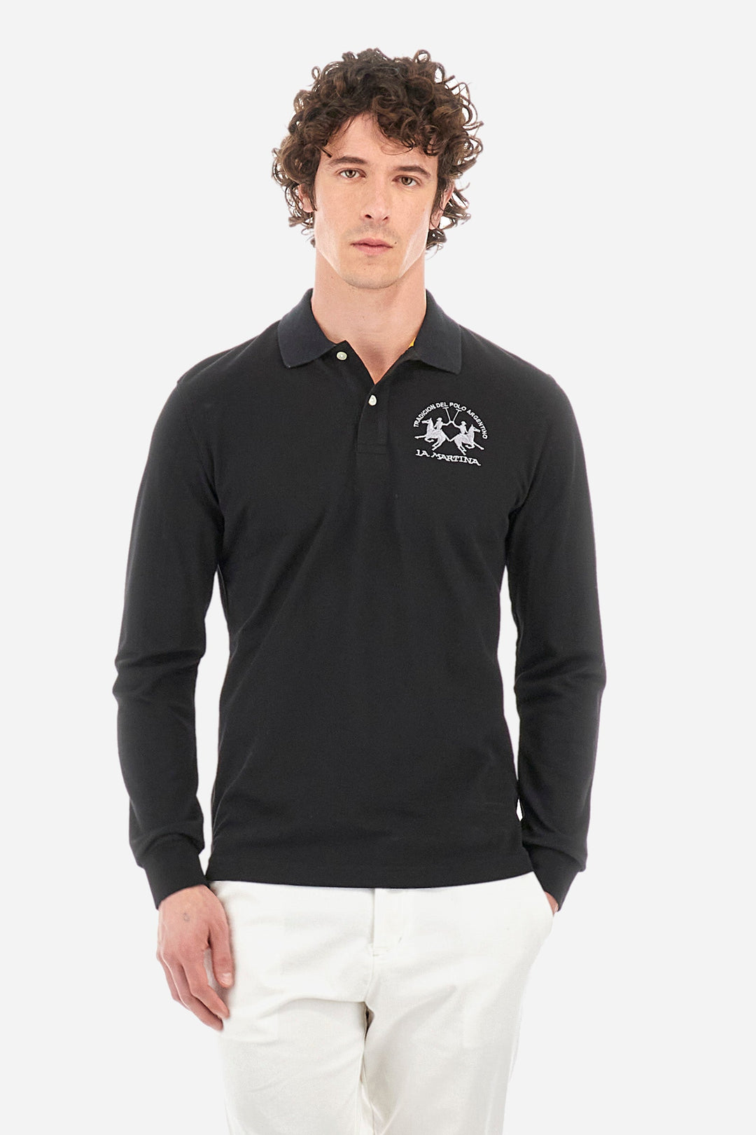 La Martina Polos Regular Fit in Cotton Mix - MILO CCMP03-PK001- Concorde Fashion#color_black-09999