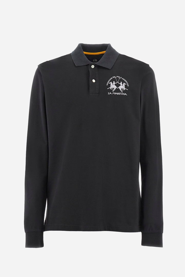 La Martina Polos Regular Fit in Cotton Mix - MILO CCMP03-PK001- Concorde Fashion#color_black-09999