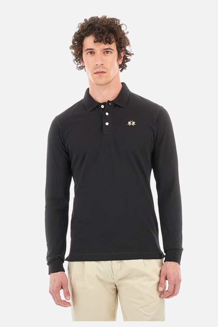 La Martina Polos Slim Fit in Cotton Mix - MANLEY CCMP04-PK001- Concorde Fashion#color_black-09999