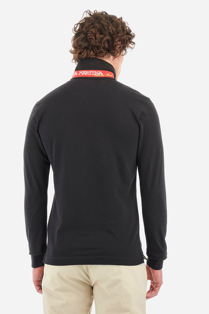 La Martina Polos Slim Fit in Cotton Mix - MANLEY CCMP04-PK001- Concorde Fashion#color_black-09999