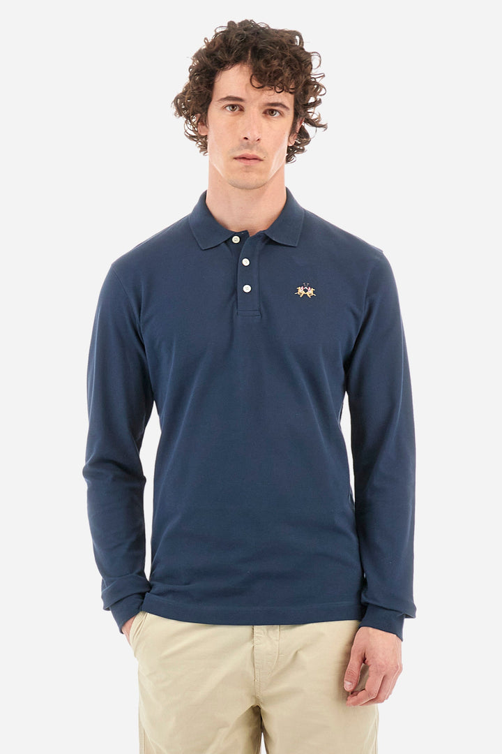La Martina Polos Slim Fit in Cotton Mix - MANLEY CCMP04-PK001- Concorde Fashion#color_navy-07017