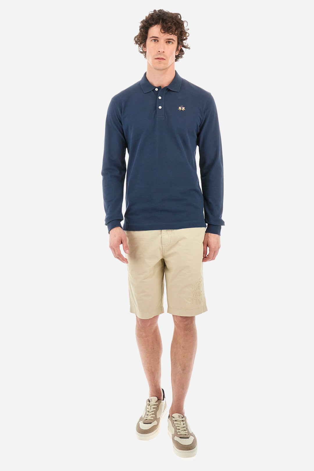 La Martina Polos Slim Fit in Cotton Mix - MANLEY CCMP04-PK001- Concorde Fashion#color_navy-07017