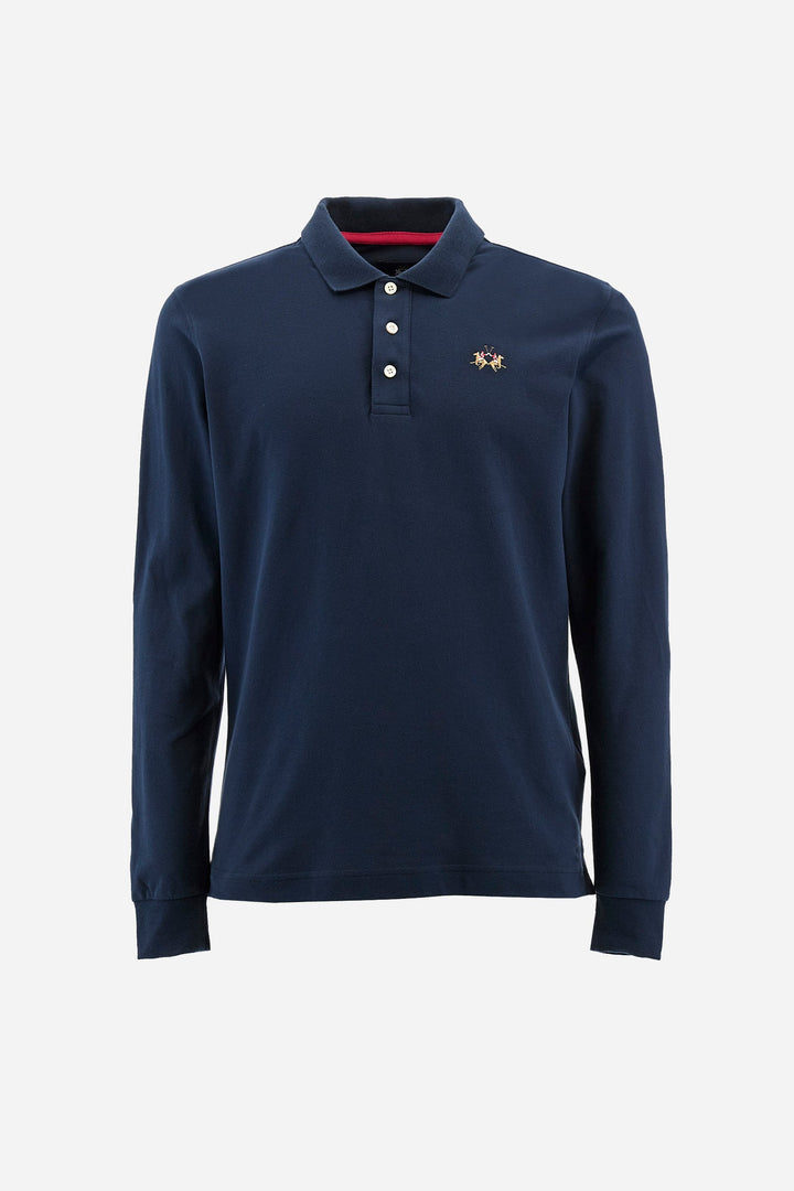 La Martina Polos Slim Fit in Cotton Mix - MANLEY CCMP04-PK001- Concorde Fashion#color_navy-07017
