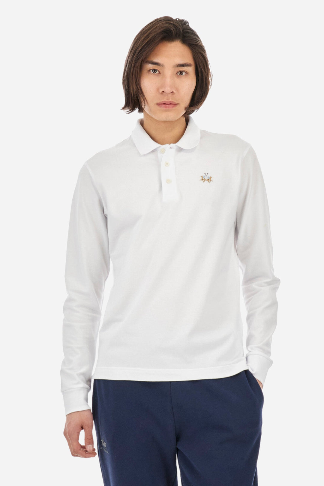La Martina Polos Slim Fit in Cotton Mix - MANLEY CCMP04-PK001- Concorde Fashion#color_white-00001