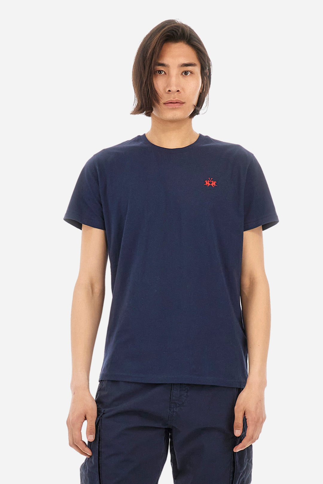 La Martina T-Shirts Regular Fit in Cotton - SERGE CCMR04-JS206- Concorde Fashion#color_navy-07017