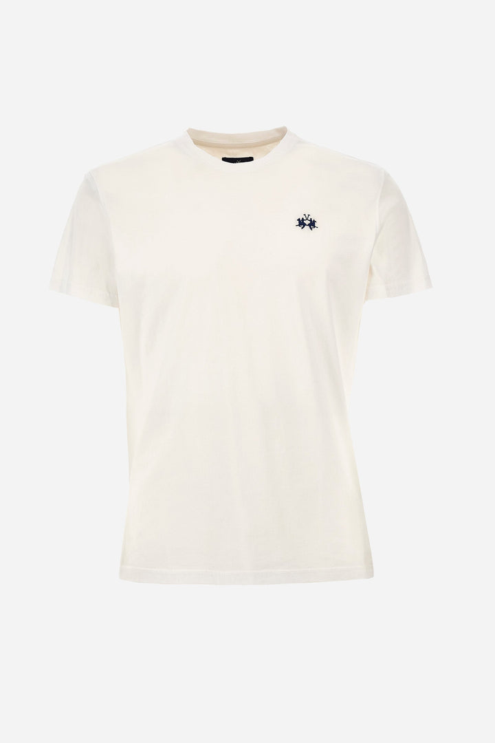 La Martina T-Shirts Regular Fit in Cotton - SERGE CCMR04-JS206- Concorde Fashion#color_white-00001