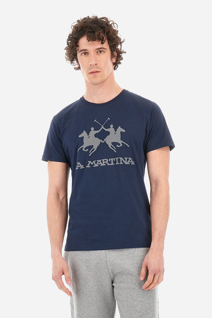 La Martina T-Shirts Regular Fit in Cotton - MORENO CCMR05-JS206- Concorde Fashion#color_navy-07017