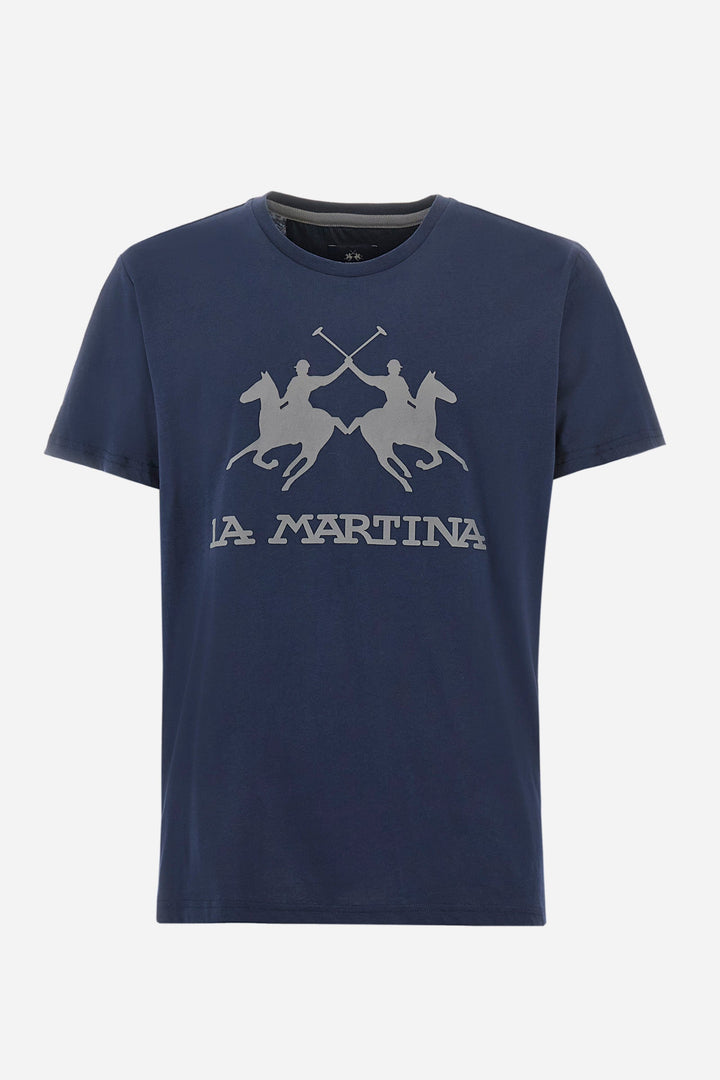 La Martina T-Shirts Regular Fit in Cotton - MORENO CCMR05-JS206- Concorde Fashion#color_navy-07017