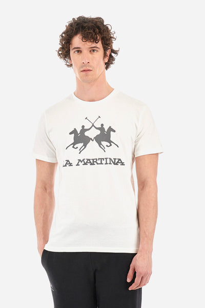 La Martina T-Shirts Regular Fit in Cotton - MORENO CCMR05-JS206- Concorde Fashion#color_white-00002