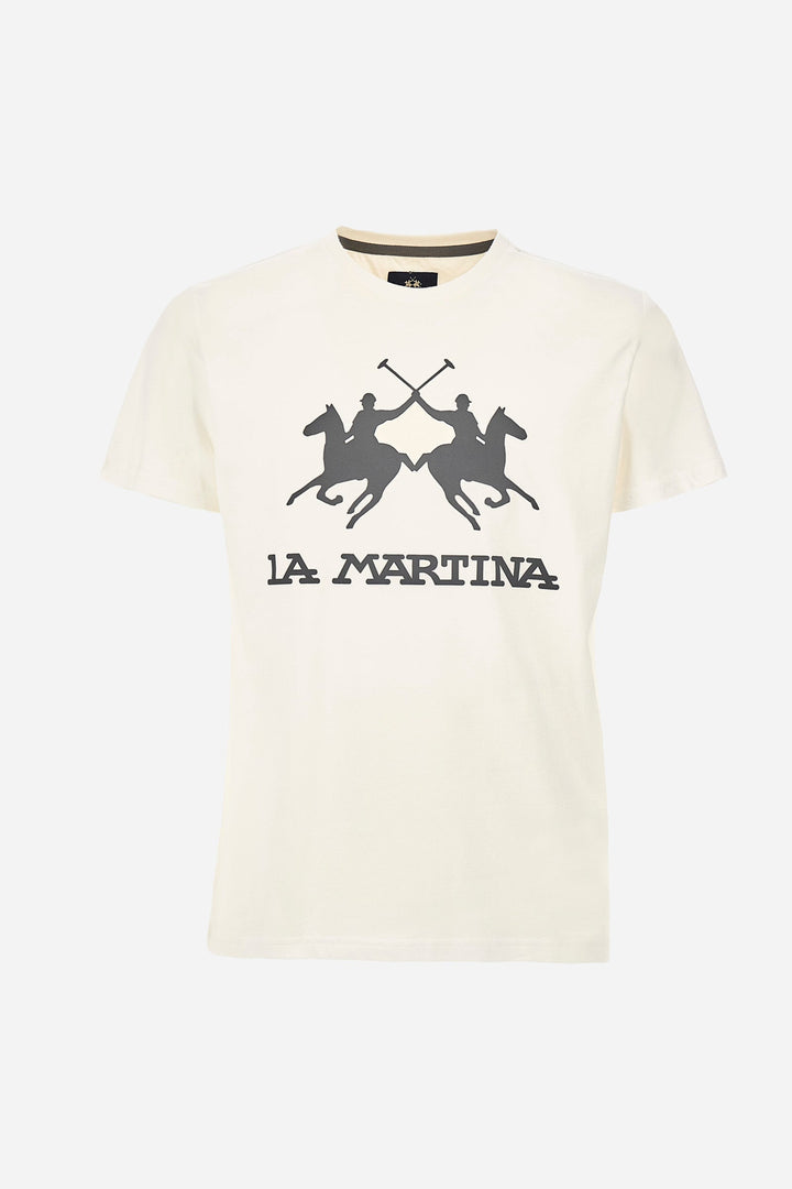 La Martina T-Shirts Regular Fit in Cotton - MORENO CCMR05-JS206- Concorde Fashion#color_white-00002