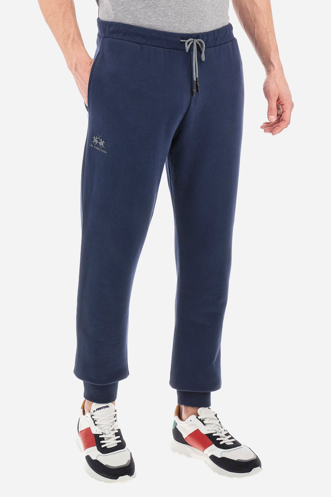 La Martina Jogging Pants Regular Fit in Cotton - PACO CCMT03-FP109- Concorde Fashion#color_navy-07017