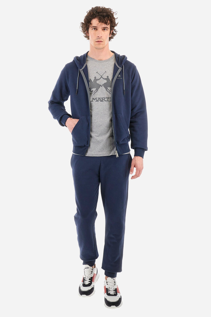 La Martina Jogging Pants Regular Fit in Cotton - PACO CCMT03-FP109- Concorde Fashion#color_navy-07017