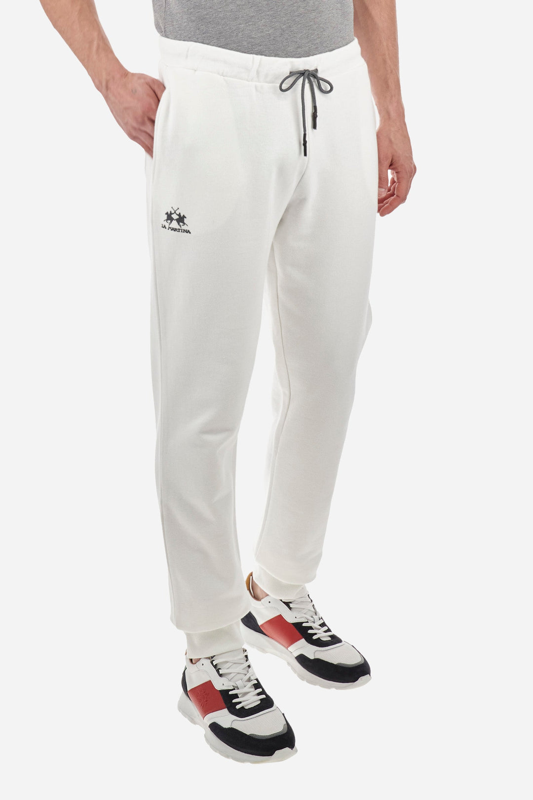 La Martina Jogging Pants Regular Fit in Cotton - PACO CCMT03-FP109- Concorde Fashion#color_white-00002