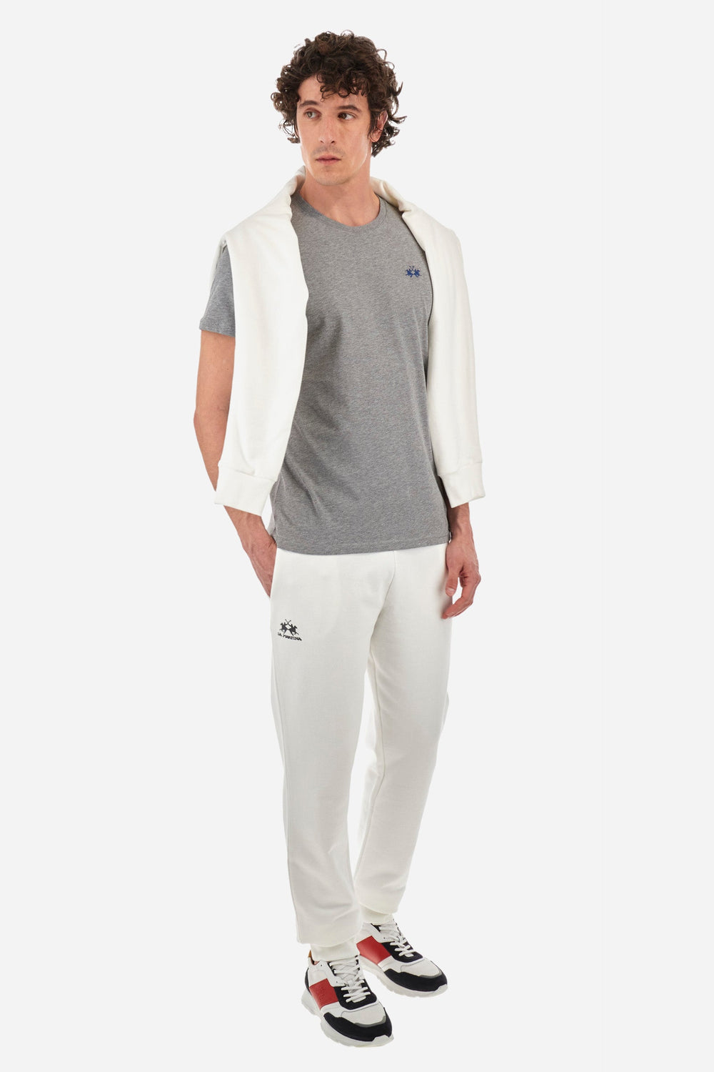 La Martina Jogging Pants Regular Fit in Cotton - PACO CCMT03-FP109- Concorde Fashion#color_white-00002