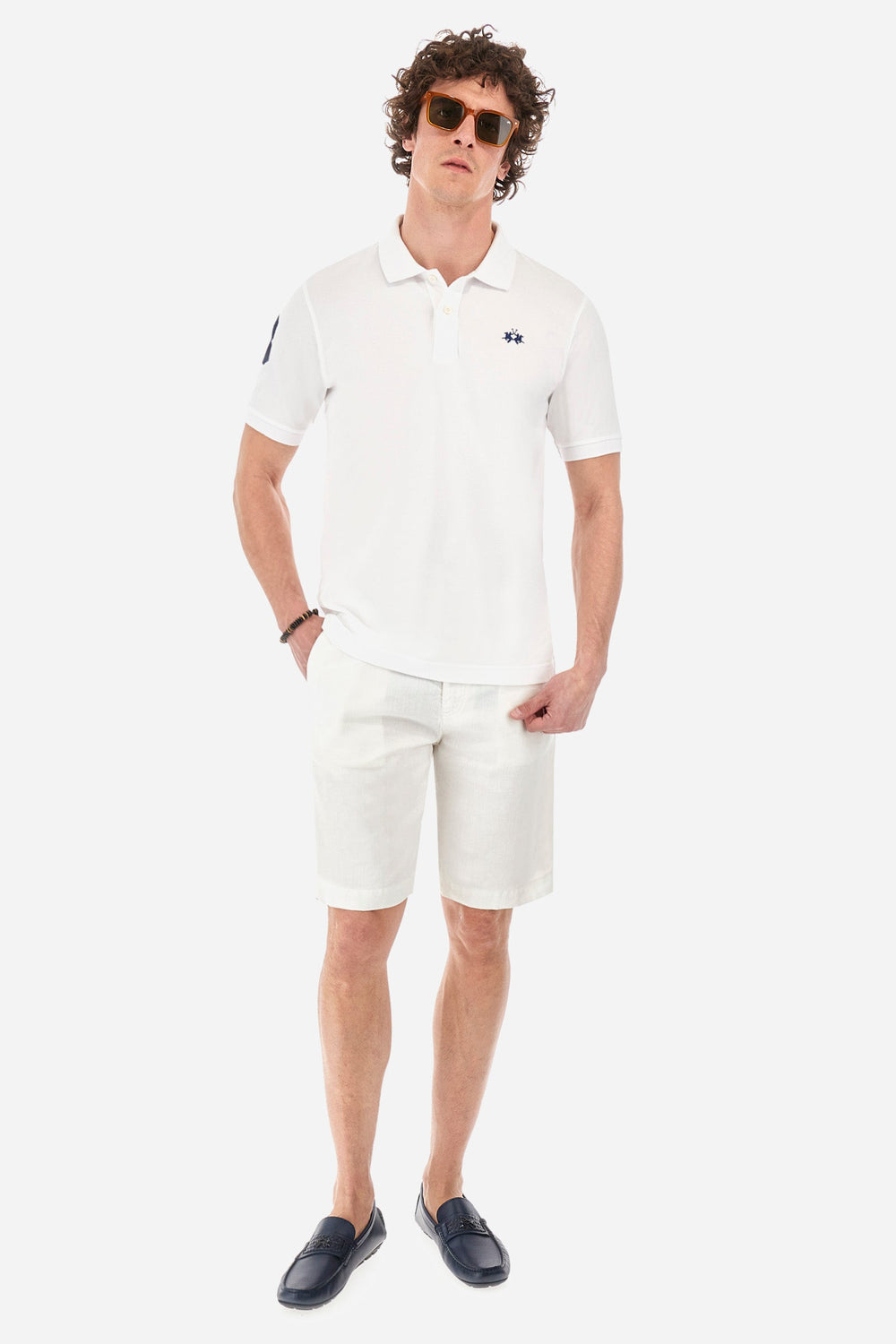 La Martina Regular Fit Shorts in Cotton Mix -  YMB004-TL333- Concorde Fashion#color_white-00002