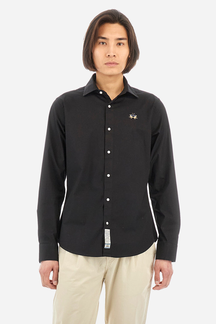La Martina Regular Fit Casual Shirts in Cotton Mix -  YMC002-PP483- Concorde Fashion#color_black-09999