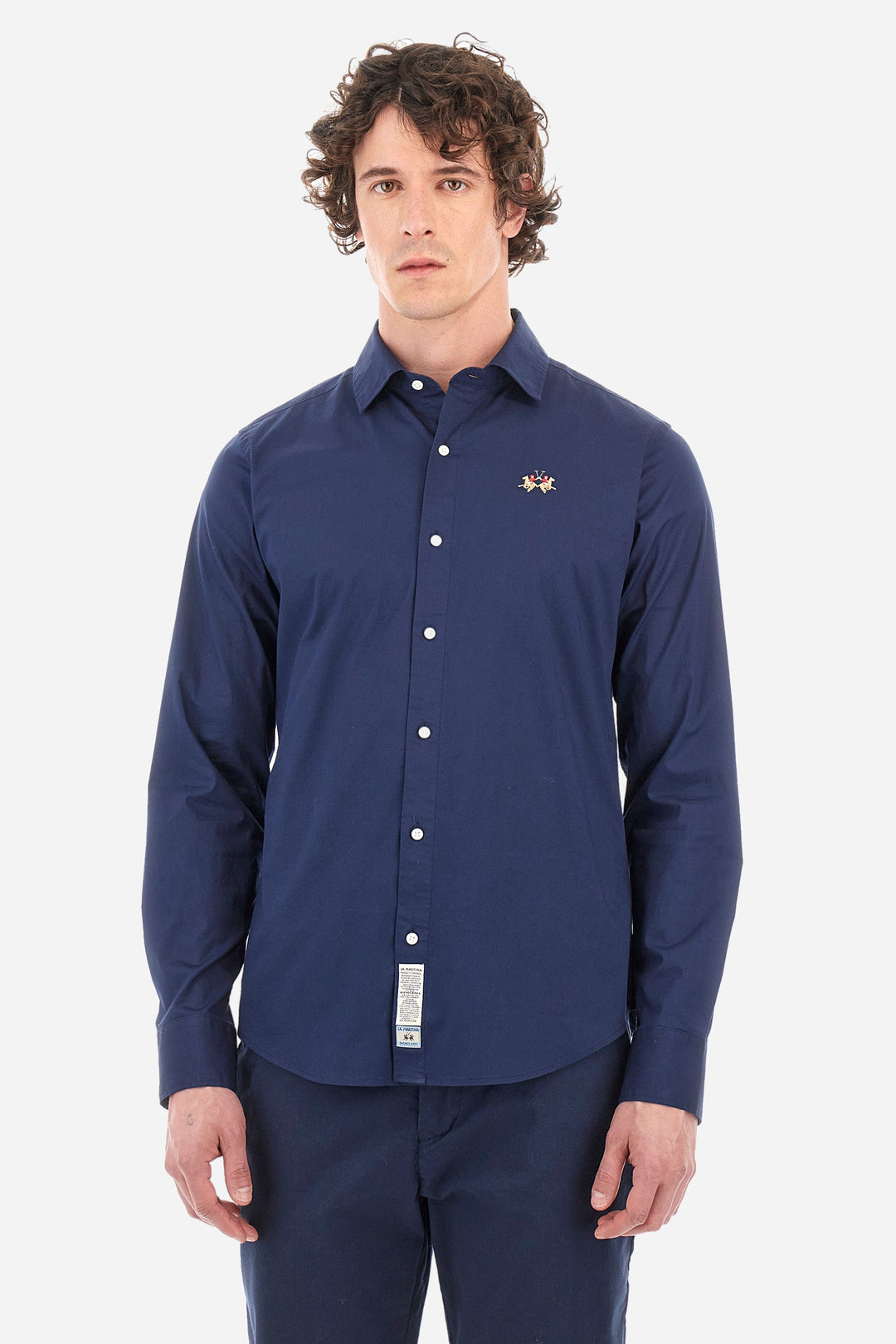 La Martina Regular Fit Casual Shirts in Cotton Mix -  YMC002-PP483- Concorde Fashion#color_navy-07017