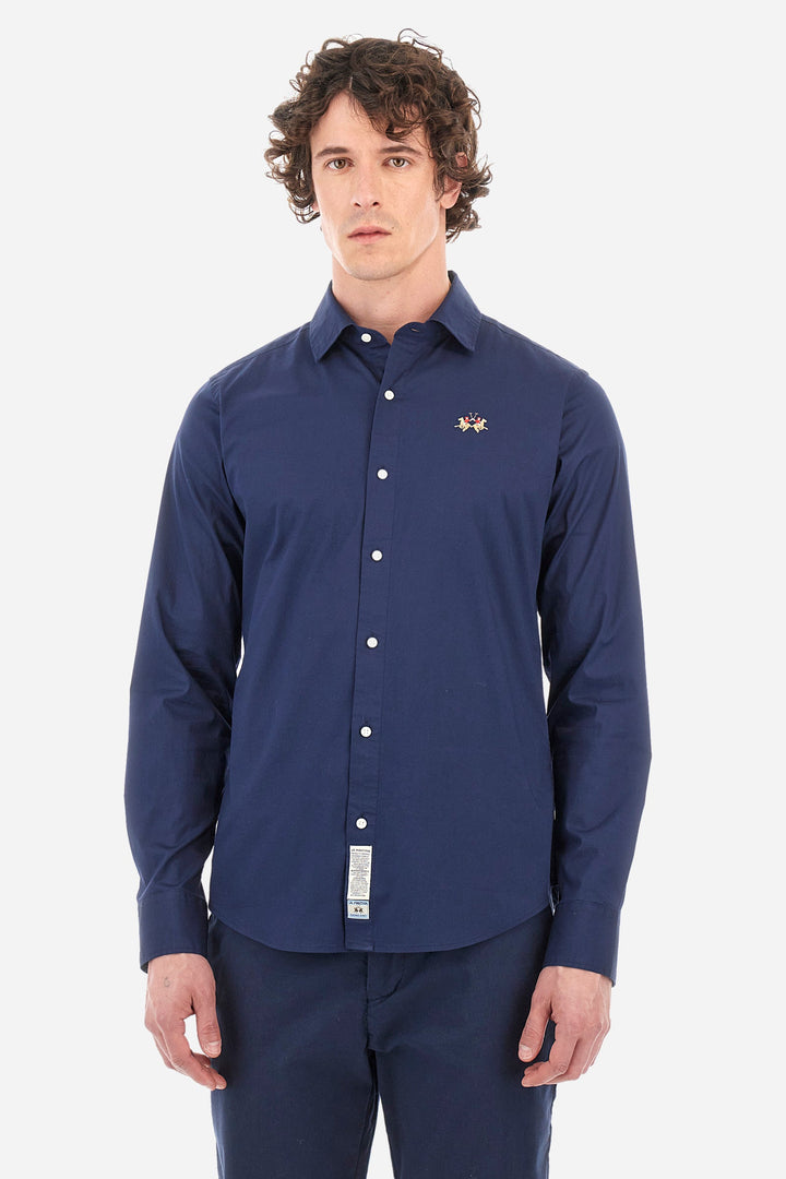 La Martina Regular Fit Casual Shirts in Cotton Mix -  YMC002-PP483- Concorde Fashion#color_navy-07017