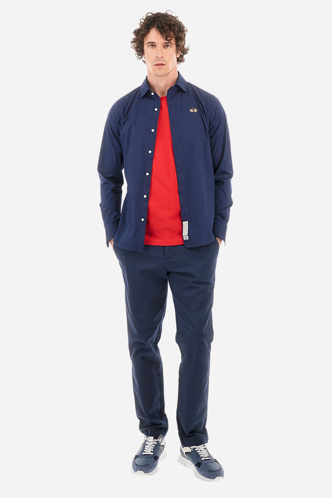 La Martina Regular Fit Casual Shirts in Cotton Mix -  YMC002-PP483- Concorde Fashion#color_navy-07017