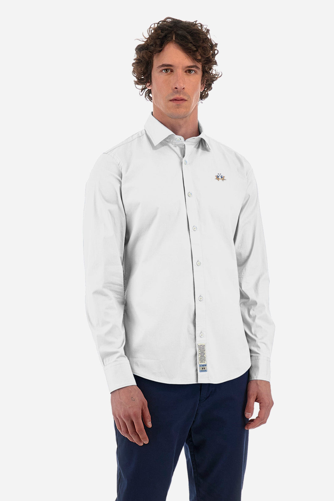 La Martina Regular Fit Casual Shirts in Cotton Mix -  YMC002-PP483- Concorde Fashion#color_white-00001